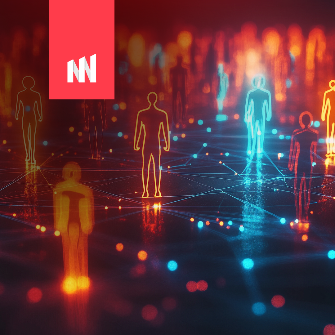 imagem com rede de marketing multinível com luzes neon